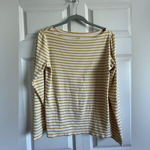 GAP long sleeve tshirt, yellow and white stripes, size large.